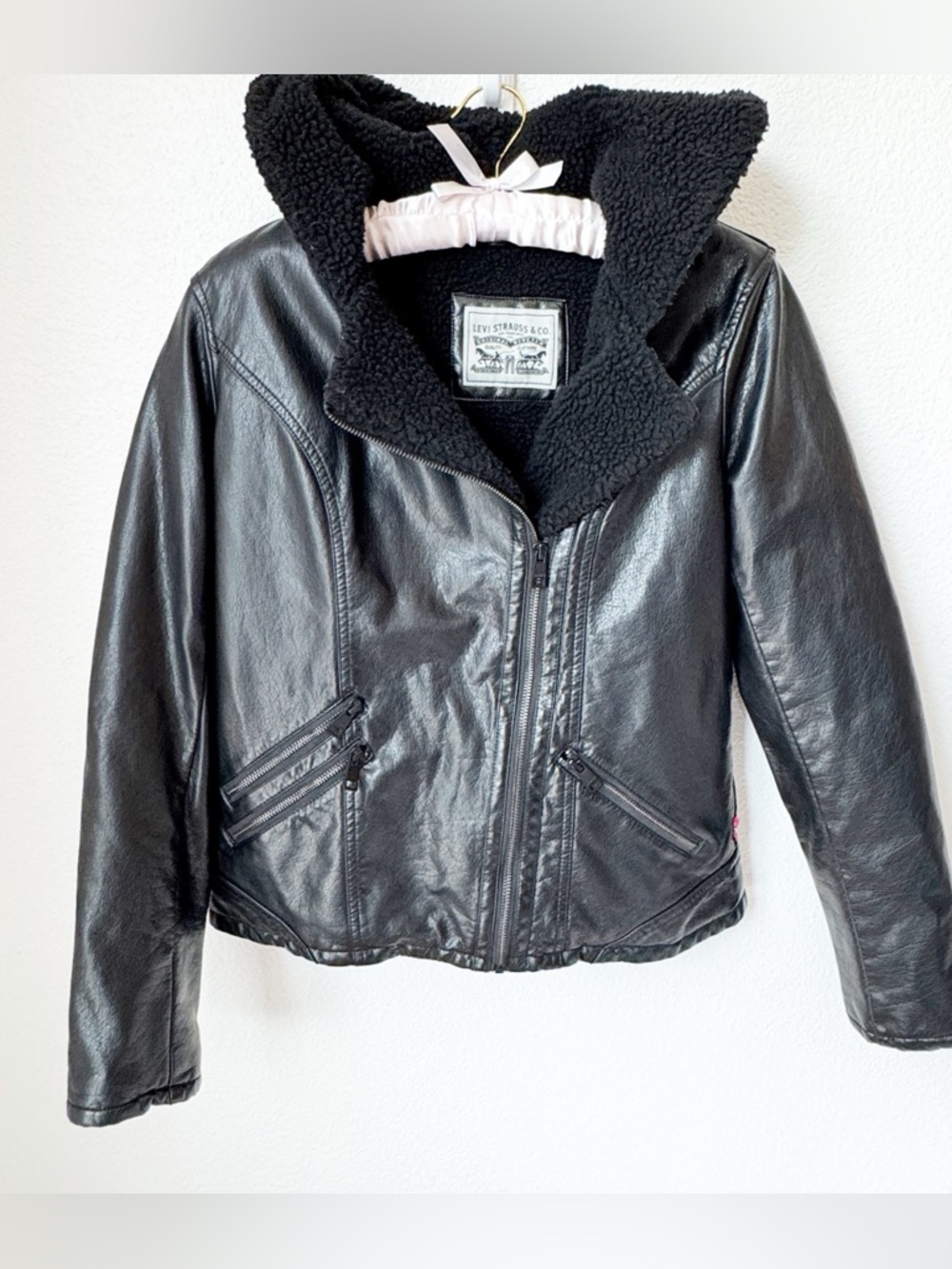 Levi's Women's Asymmetrical Sherpa Lined Faux Leather Moto Jacket Size XS